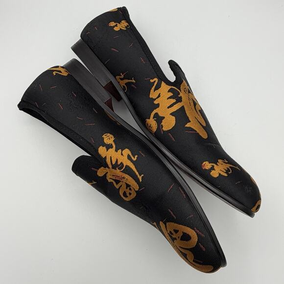 Merlutti Men’s Handmade Smoking Slipper Prom Wedding Shoes Gold Abstract Size 10 - Picture 7 of 16